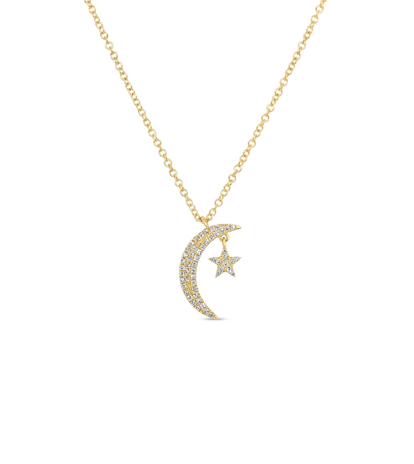 Diamond Moon & Star Necklace