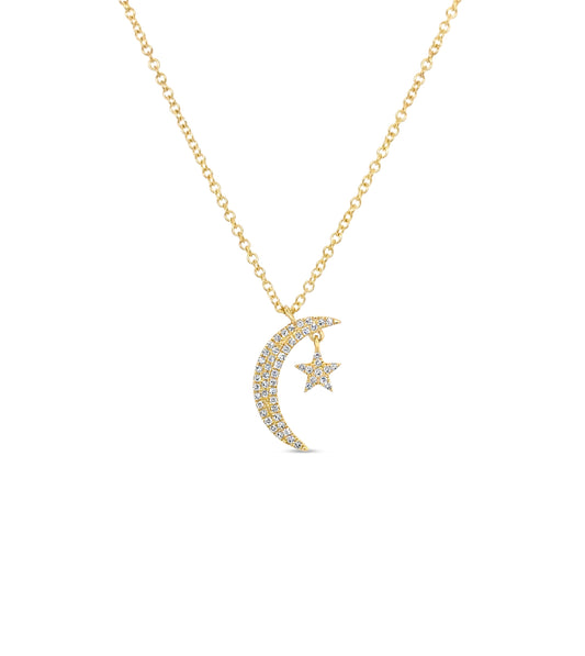 Diamond Moon & Star Necklace