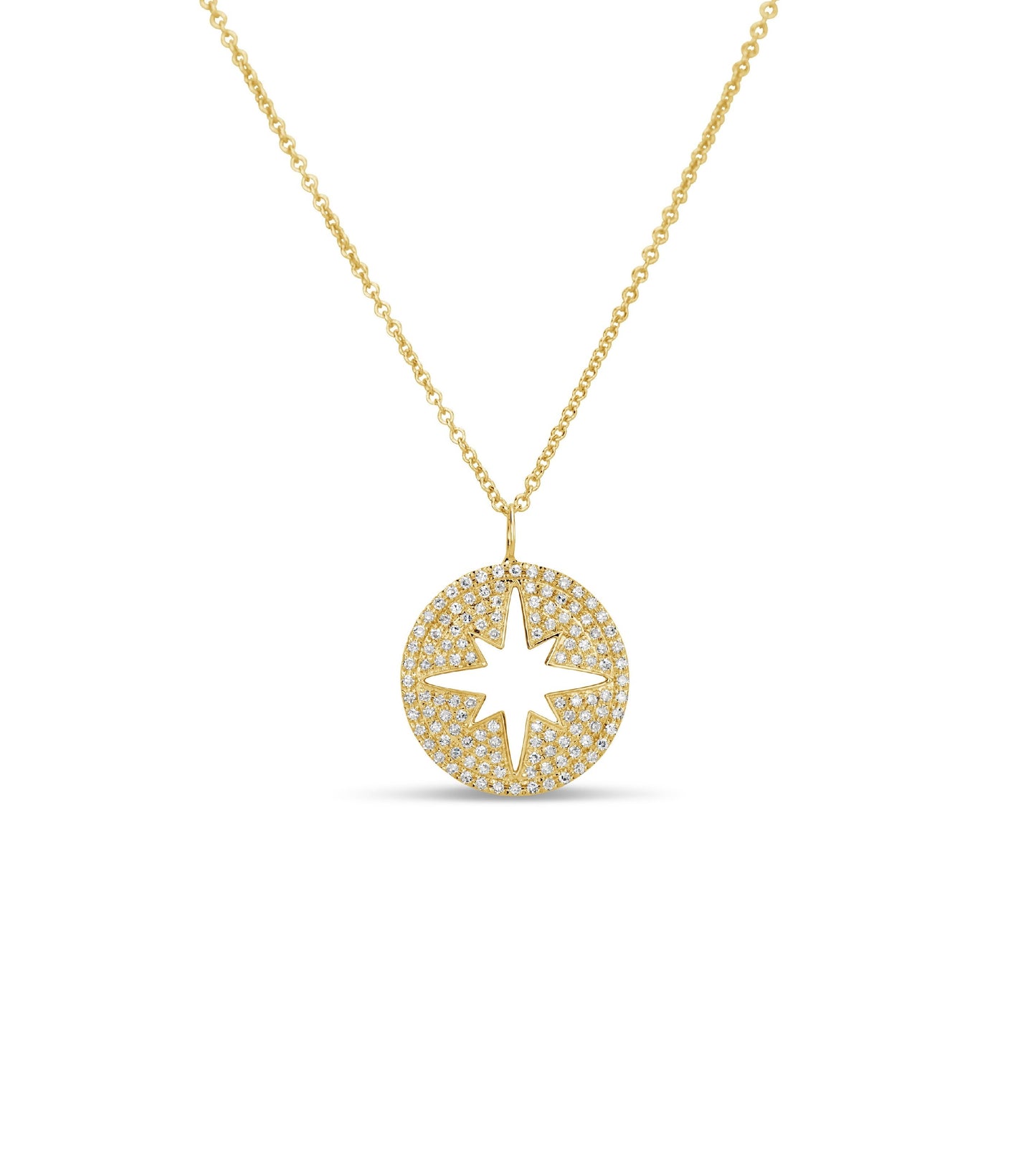 Diamond North Star Disc Necklace