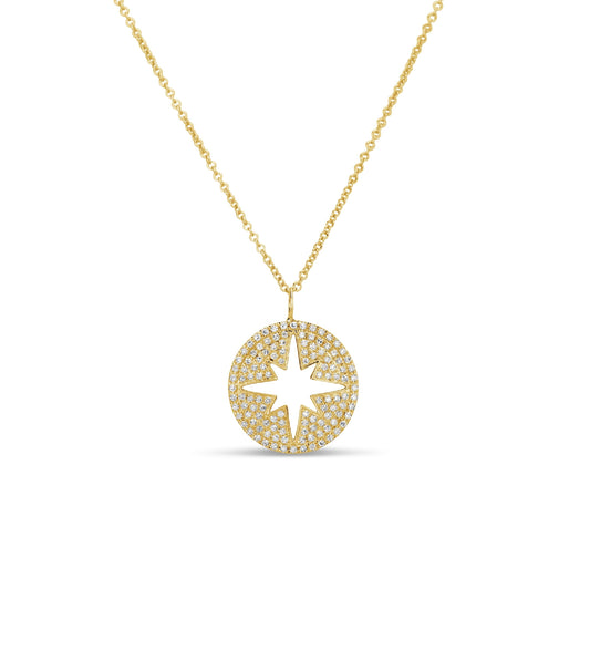 Diamond North Star Disc Necklace
