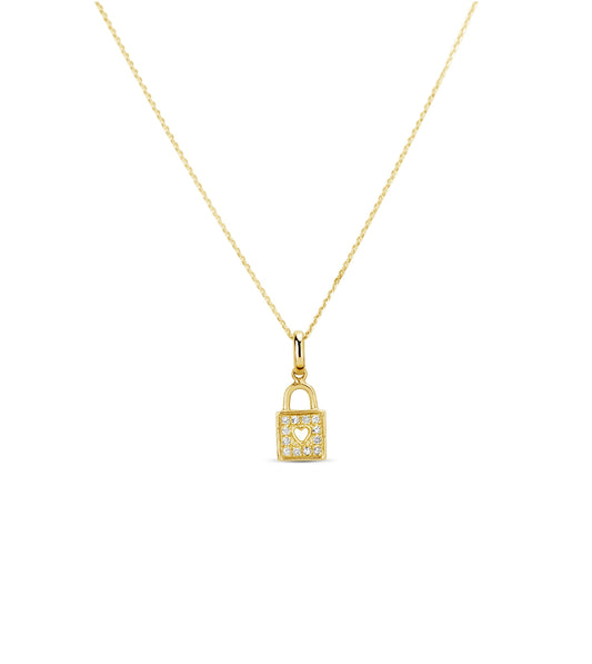 Diamond Padlock Heart Necklace