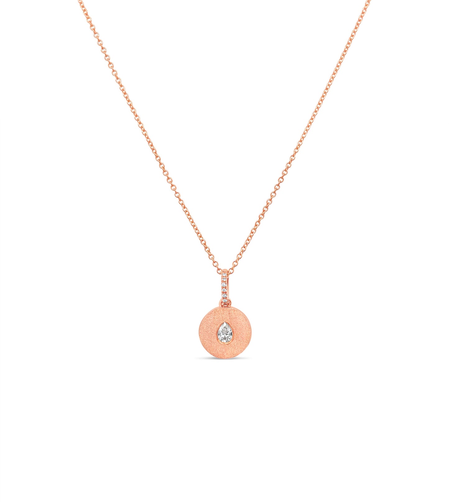 Diamond Pear Flush Disc Necklace