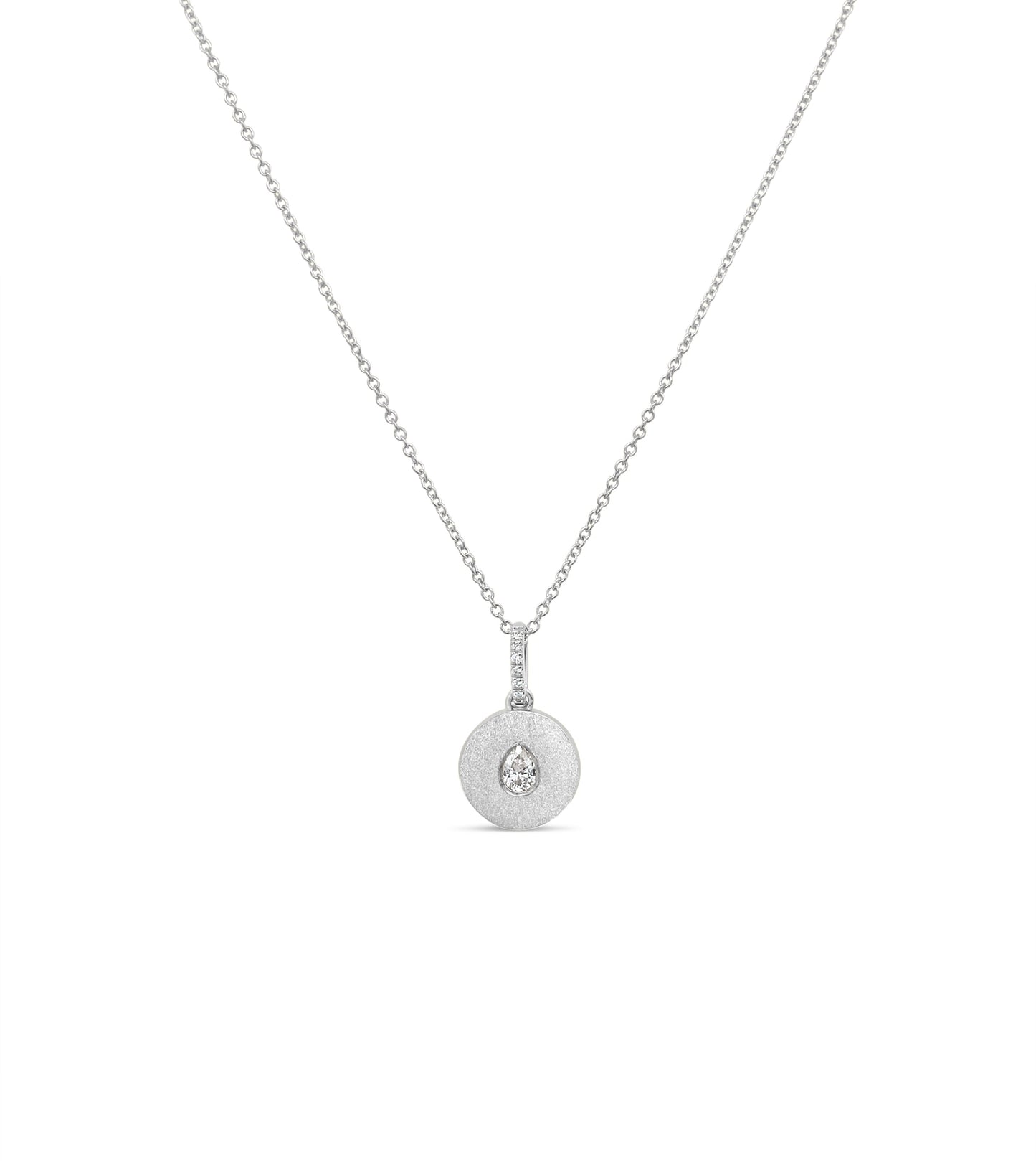 Diamond Pear Flush Disc Necklace