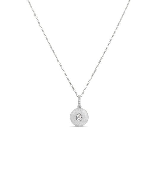 Diamond Pear Flush Disc Necklace