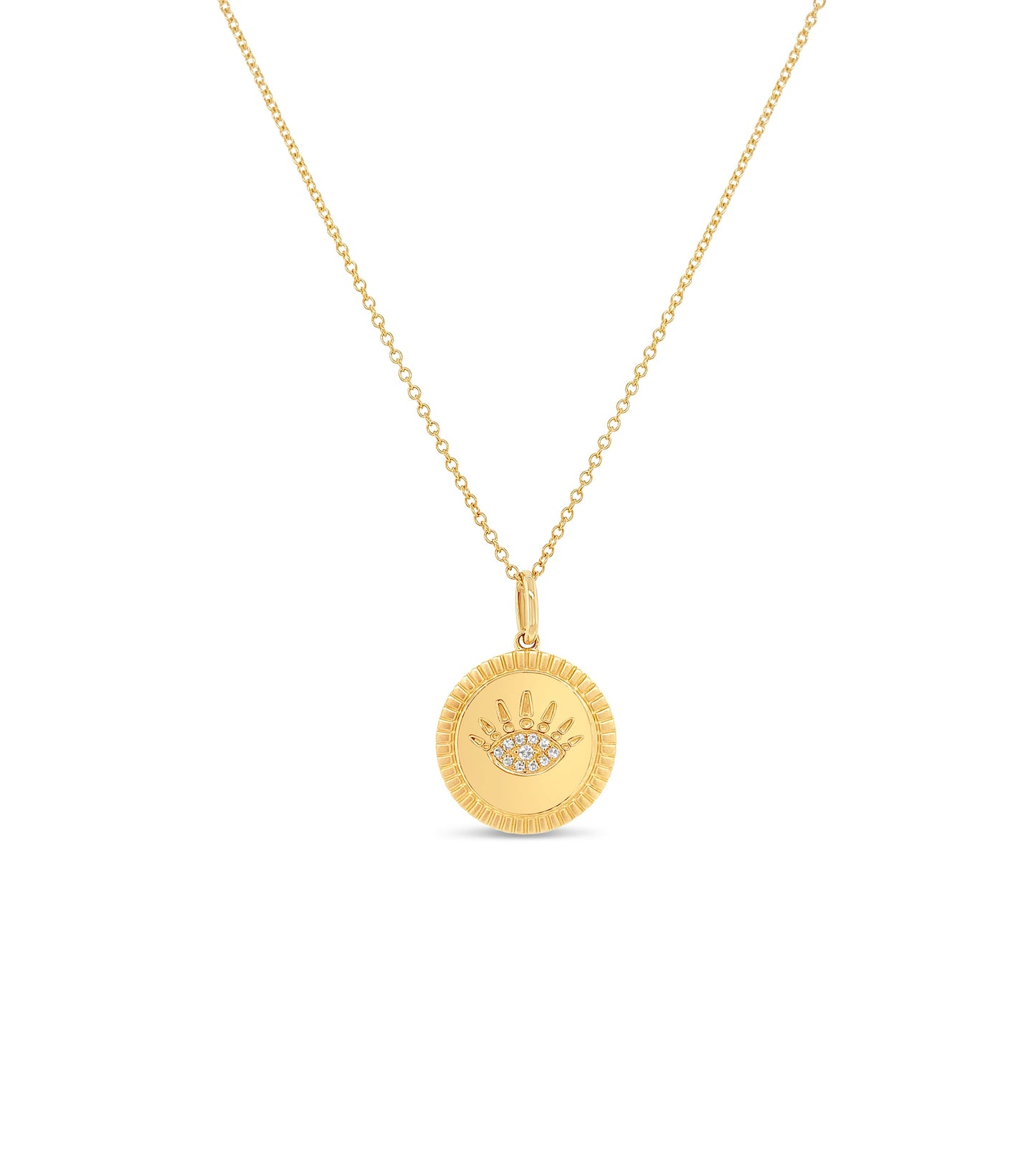 Diamond Eye Medallion Disc Necklace