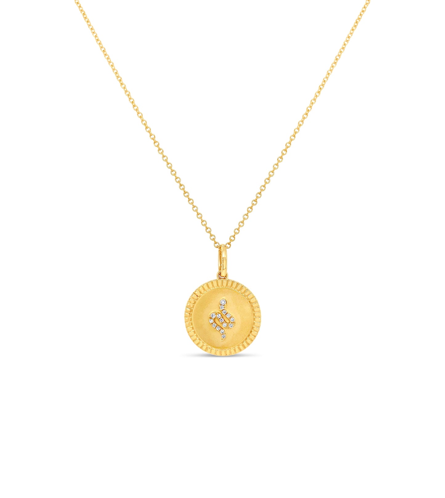 Diamond Snake Medallion Disc Necklace