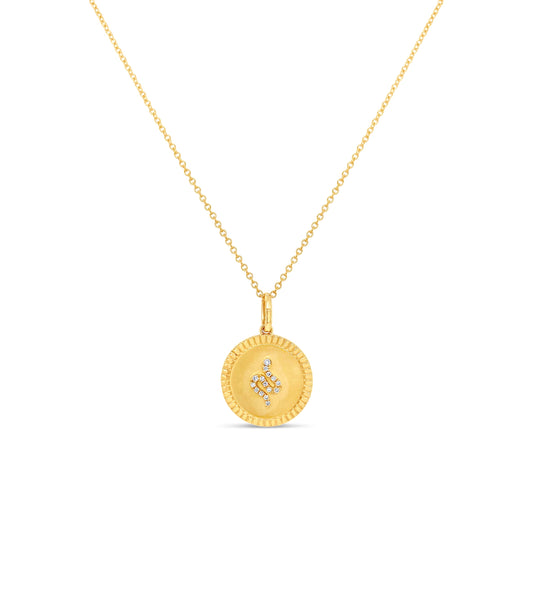 Diamond Snake Medallion Disc Necklace