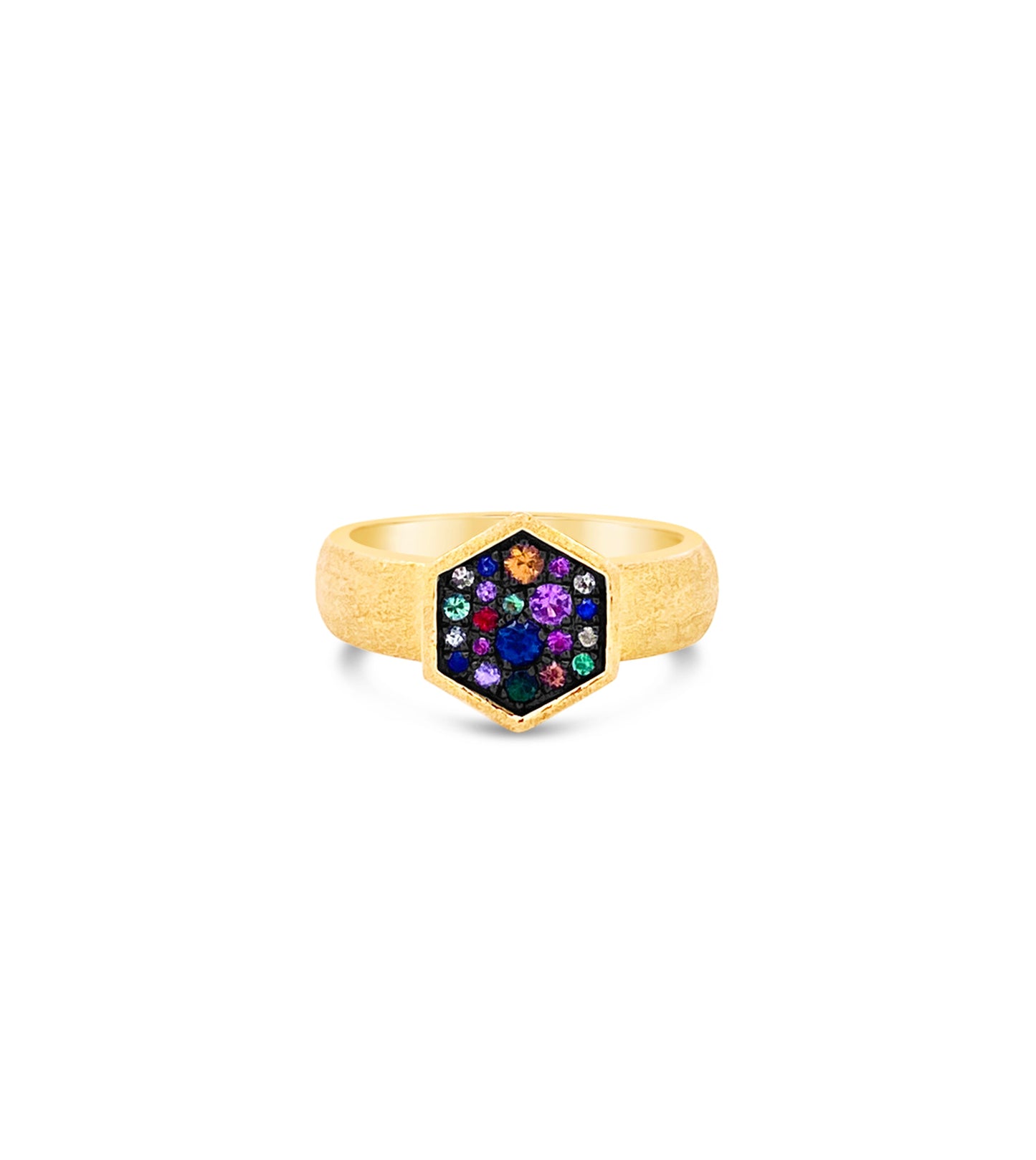 Rainbow Hexagon Wide Ring