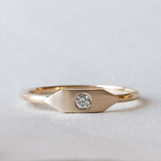 14K Signet Diamond Ring