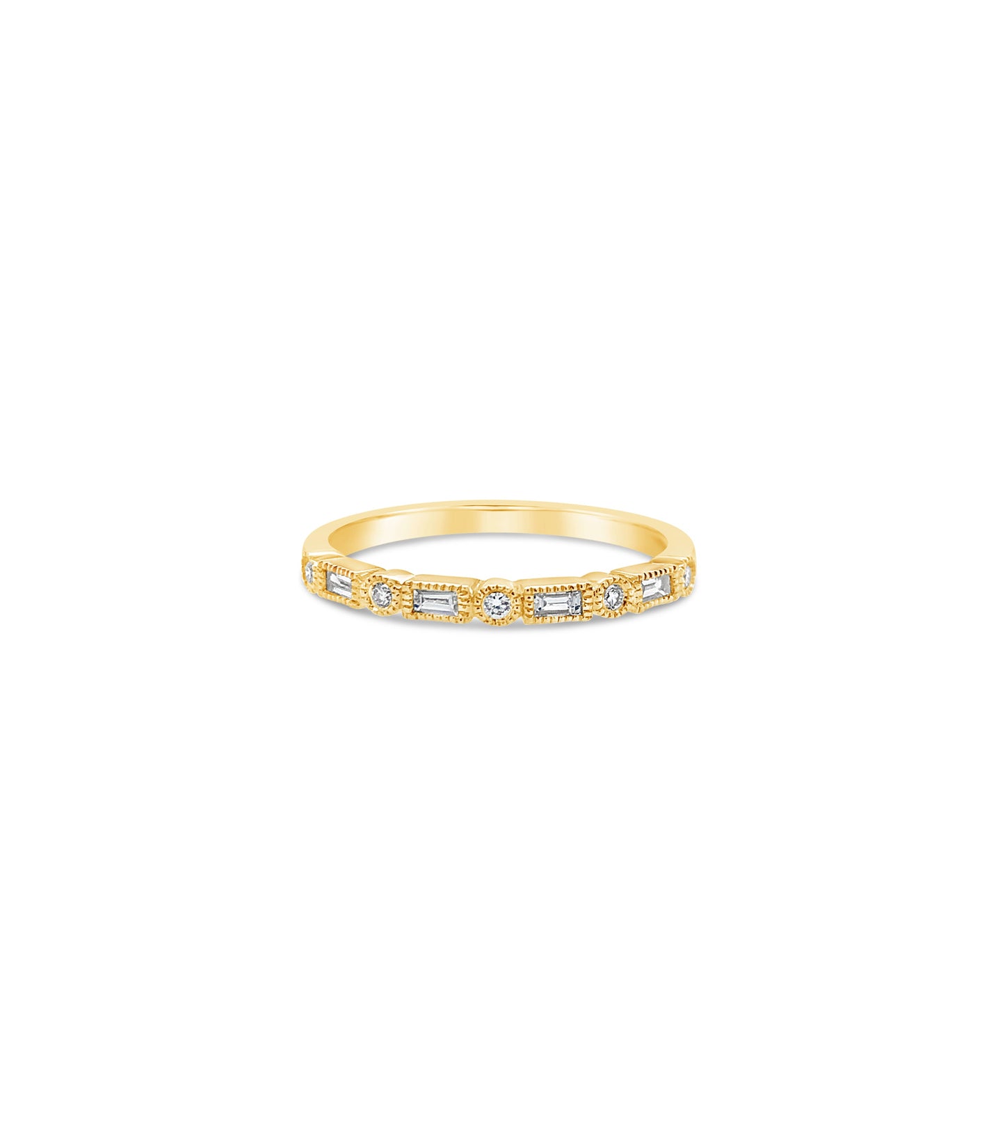 Diamond Baguette & Round Bezel Band