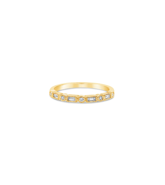 Diamond Baguette & Round Bezel Band