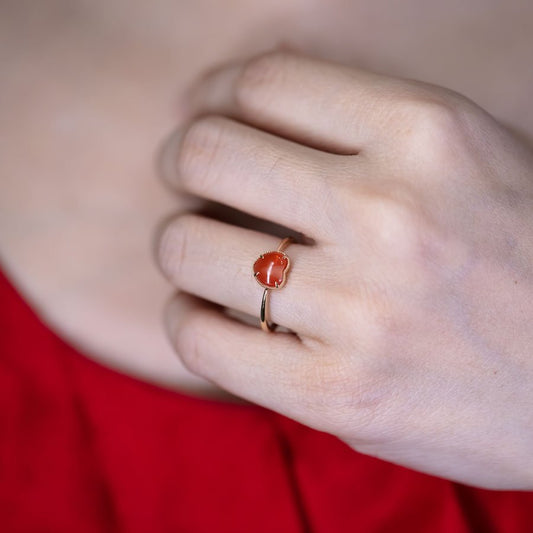 Adorable Heart Shaped Fire Egg Opal Engagement Ring 18K Yellow Gold