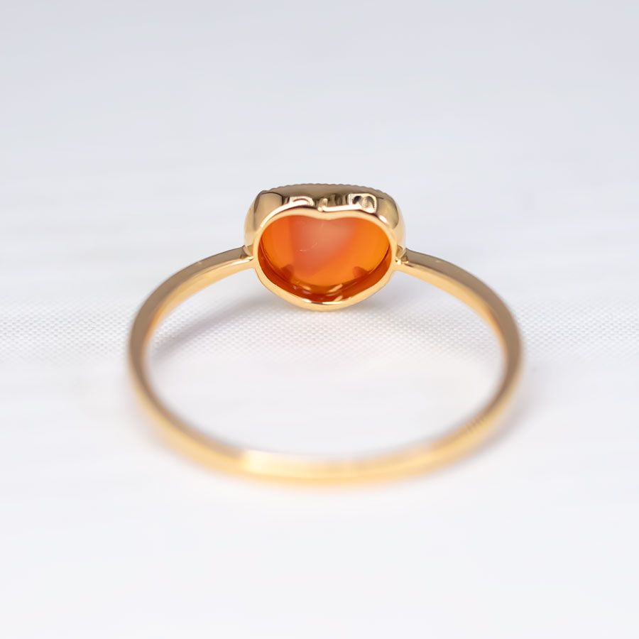 Adorable Heart Shaped Fire Egg Opal Engagement Ring 18K Yellow Gold