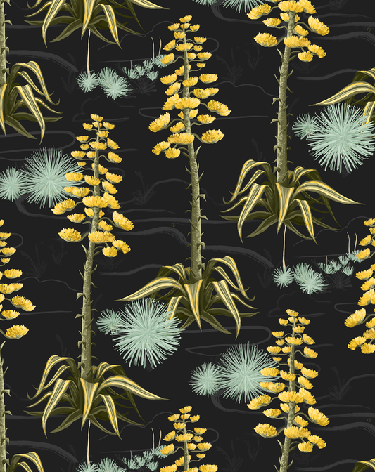 Agave Valley Wallpaper, black
