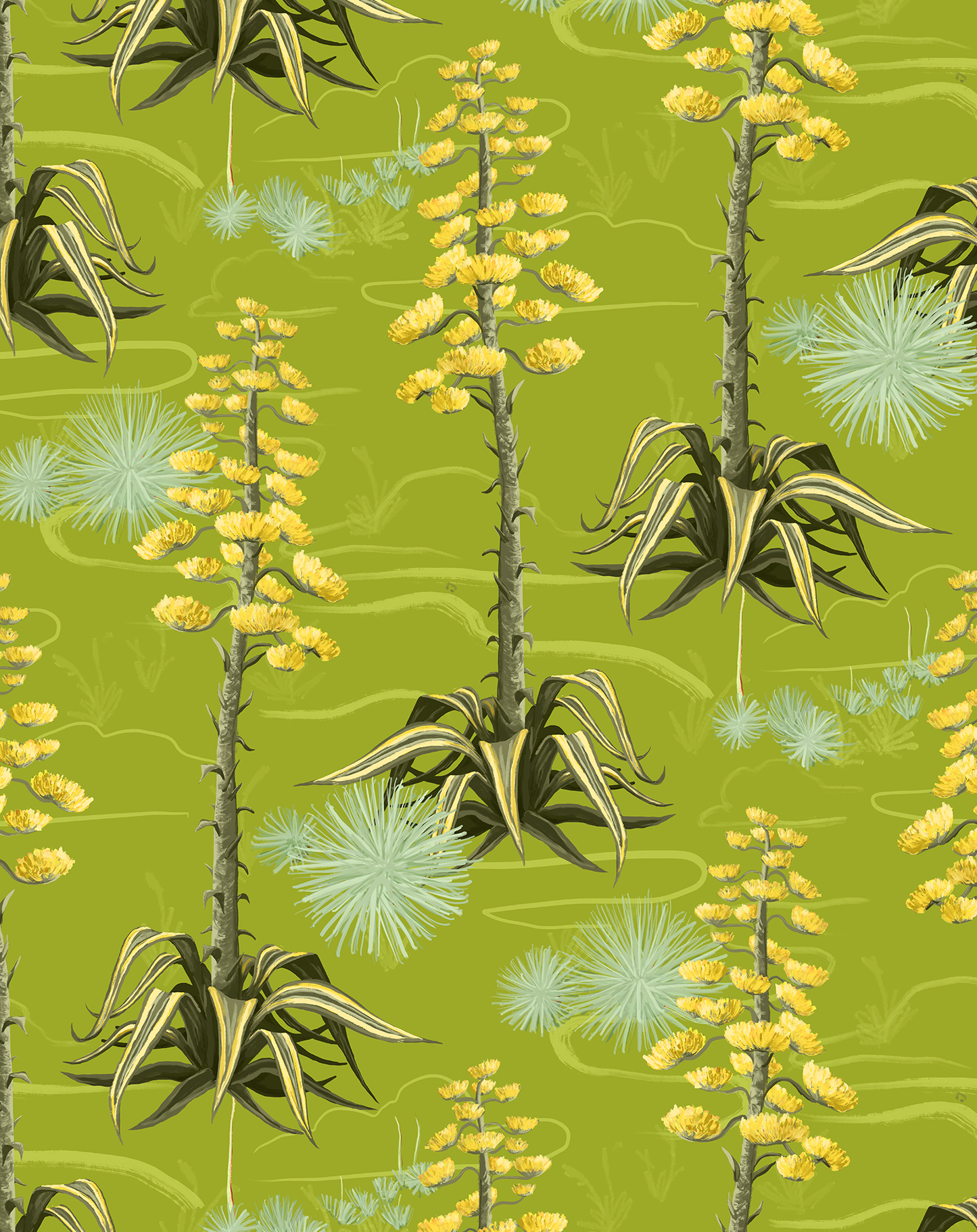 Agave Valley Wallpaper, green