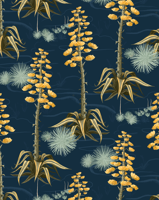 Agave Valley Wallpaper, navy