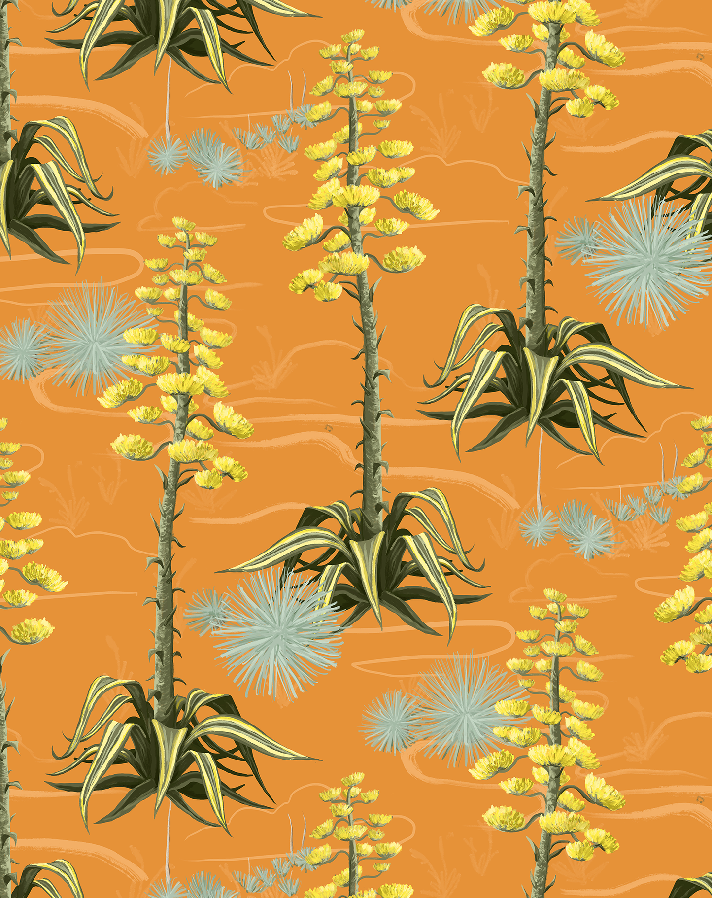 Agave Valley Wallpaper, orange