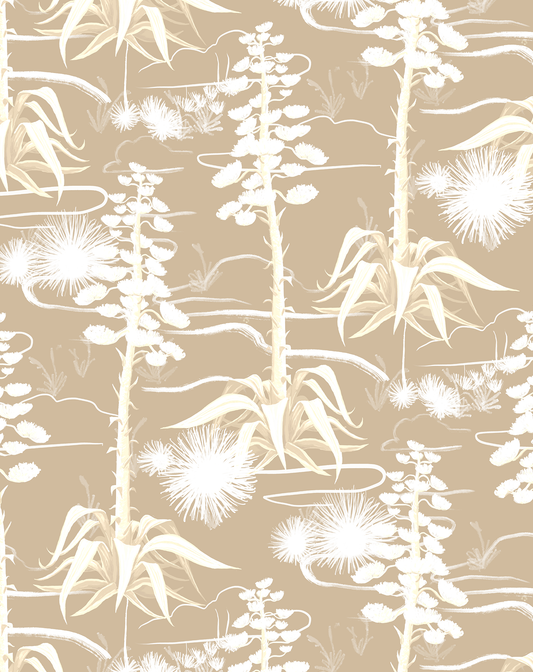 Agave Valley Wallpaper, tan and white