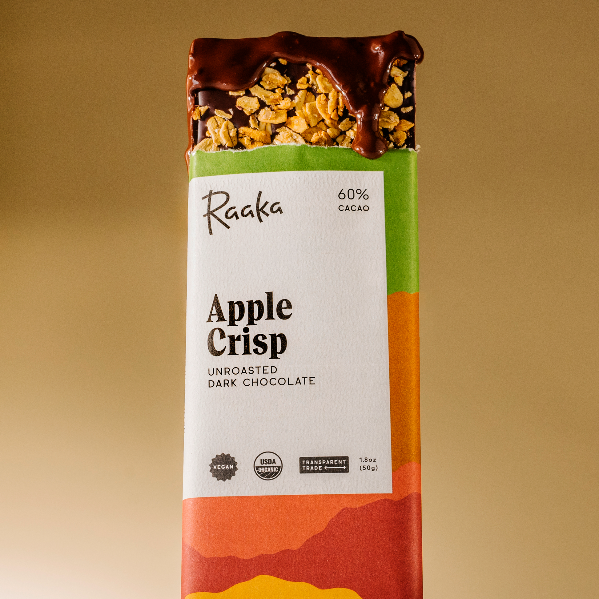 Apple Crisp bar with melted chocolate drip