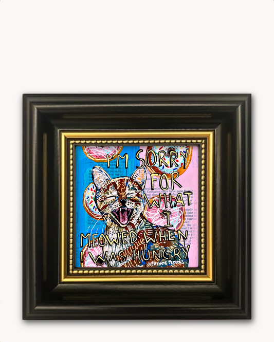 Hungry Cat Framed Magnet ( Medium )