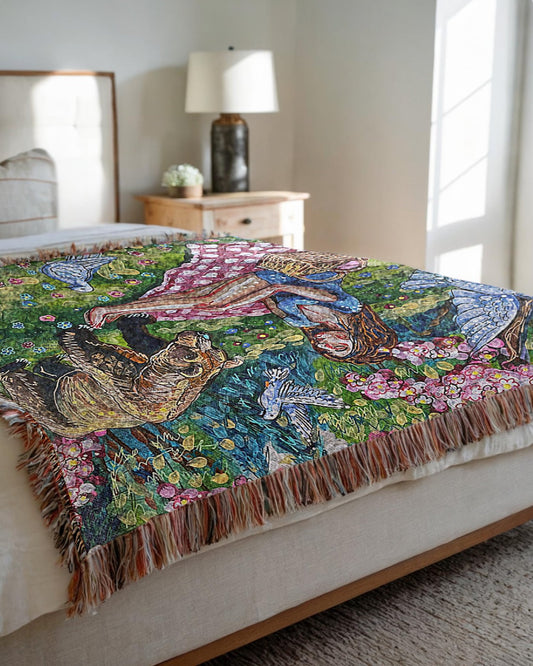 Picnic With A Bear Woven Blanket