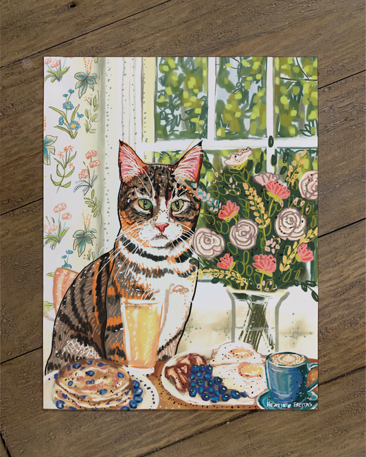Tabby Cat With White - Build Your Pet Portrait Paper Print
