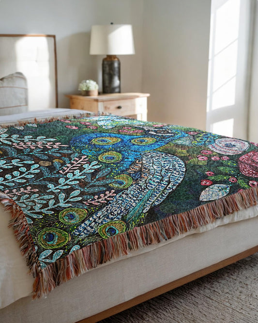 Blue boy Peacock Woven Blanket