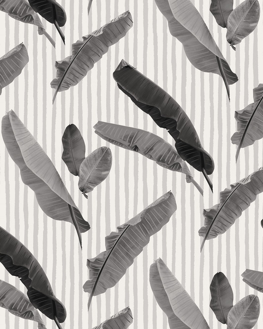 Banana Cabana Wallpaper, black and white
