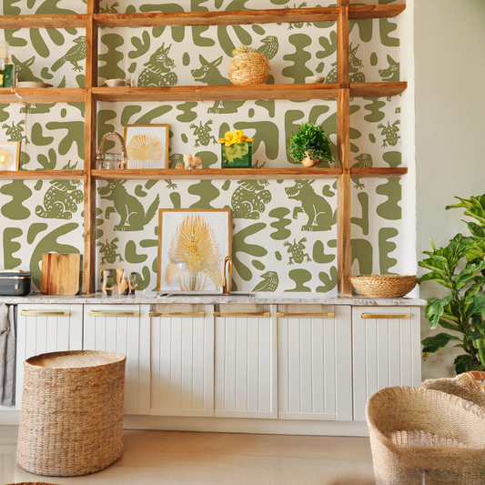 Abstract Animales Wallpaper, green