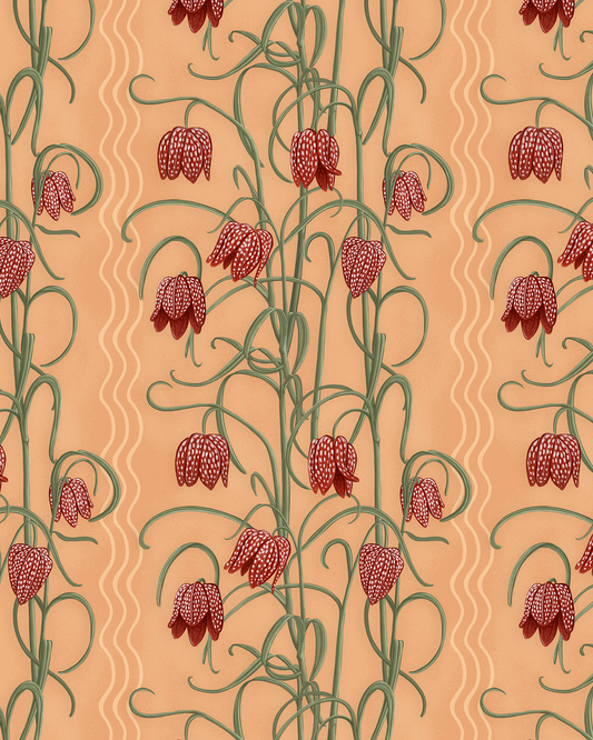 Campanas Wallpaper, peach and rust