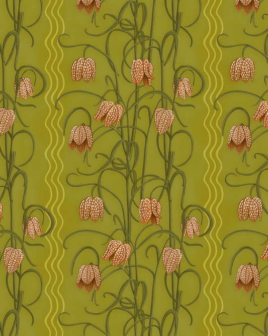 Campanas Wallpaper, chartreuse and orange