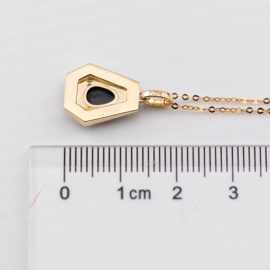 Black Opal Necklace Trapezoid Shaped Pendant 18k Yellow Gold