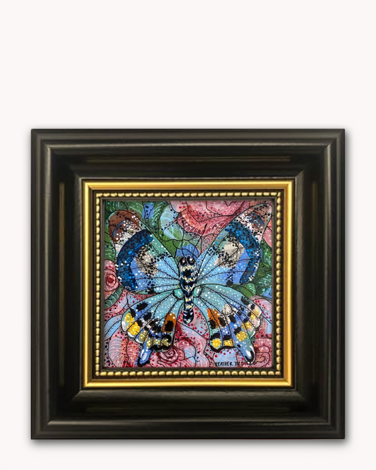 Rose Bouquet Butterfly Framed Magnet ( Medium )
