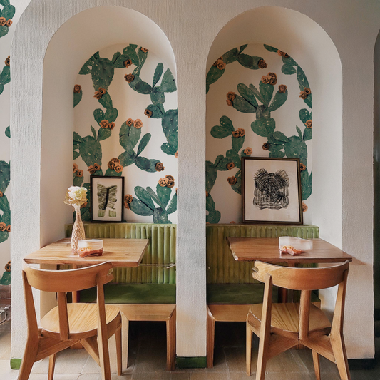 Desert Blooms Wallpaper, white and terra cotta