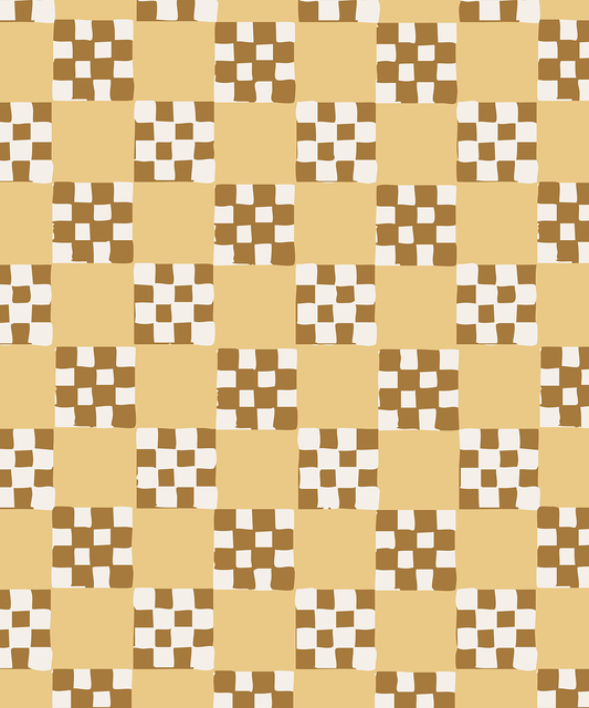 Checkered Quilt Wallpaper, butter yellow, brown and white