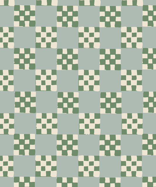 Checkered Quilt Wallpaper, mint, sage and white