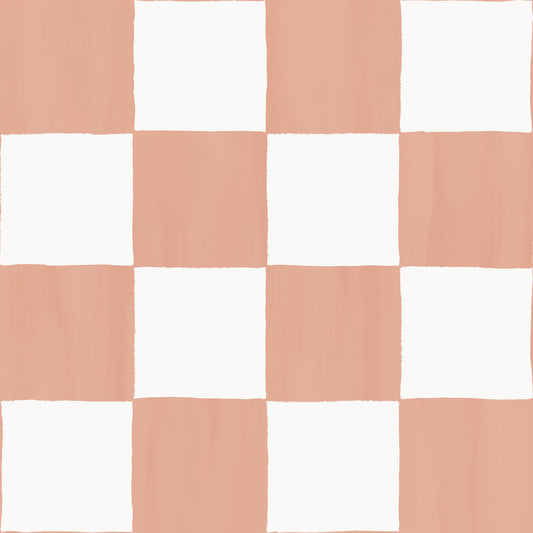 Checkers Wallpaper, terra cotta