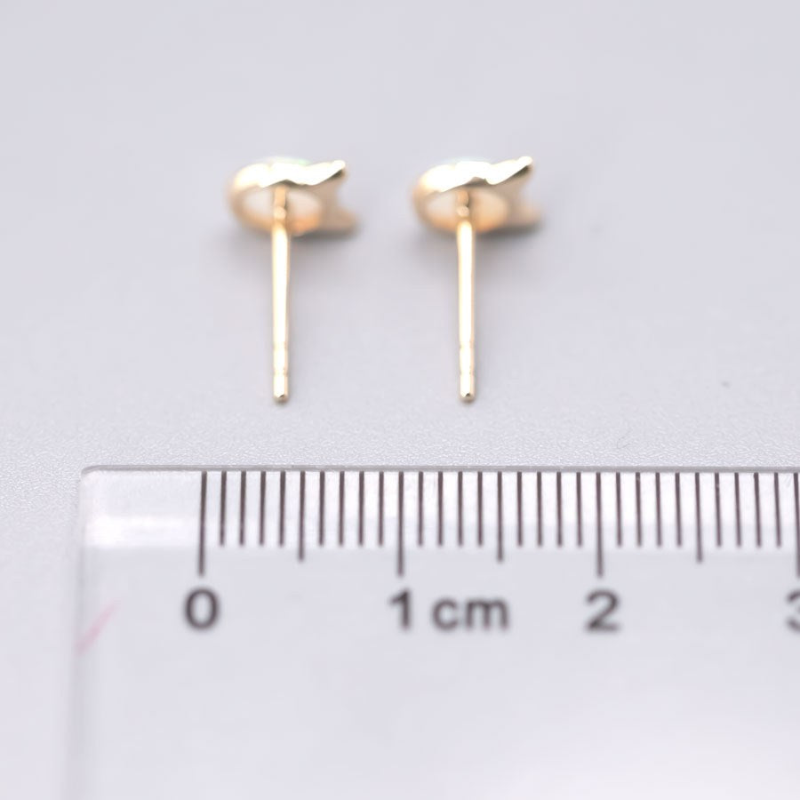 Cute Kitty Cat Ears Australian Solid Opal Stud Earrings 14k Yellow Gold