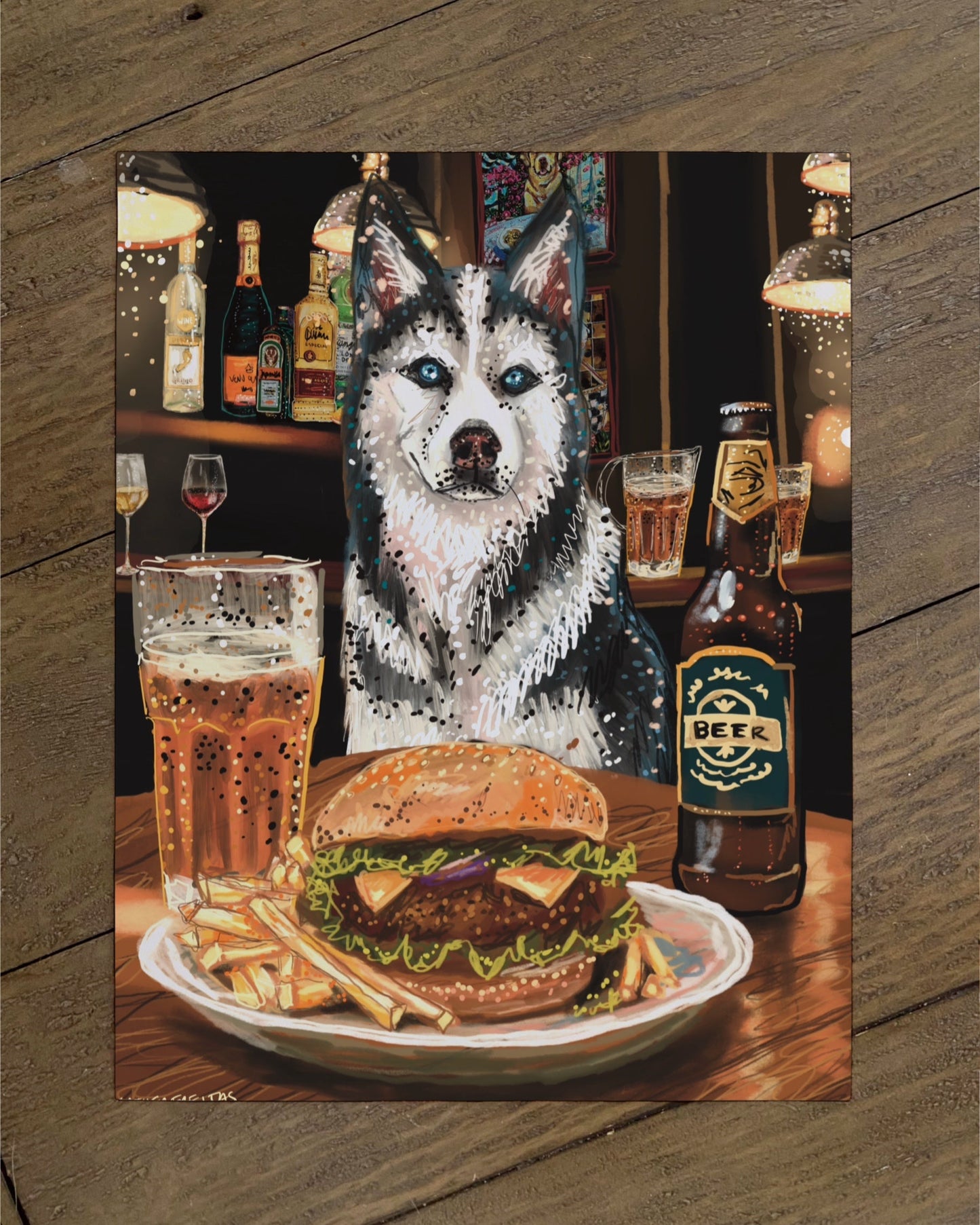 Husky - Build Your Own Pet Portrait Paper Print