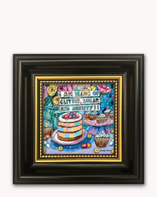 Glitter, Sugar & Anxiety Framed Magnet ( Medium )
