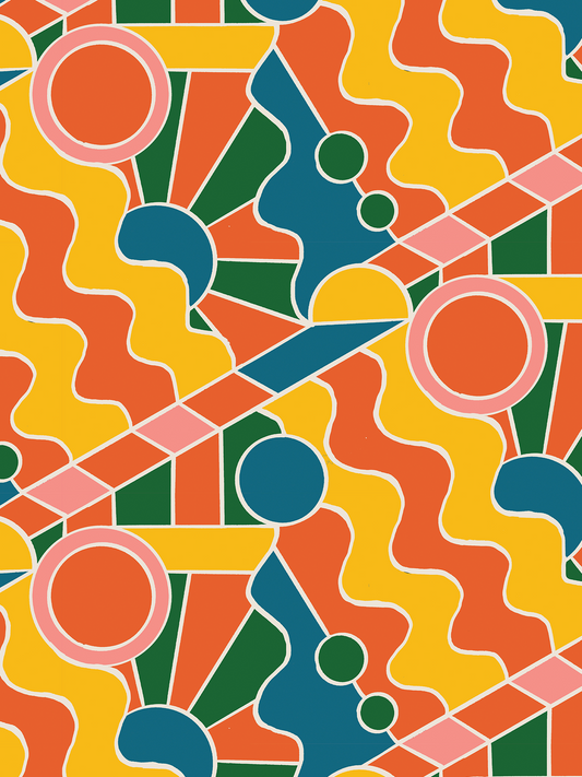 Day Trippin' Wallpaper, yellow, orange, pink and green