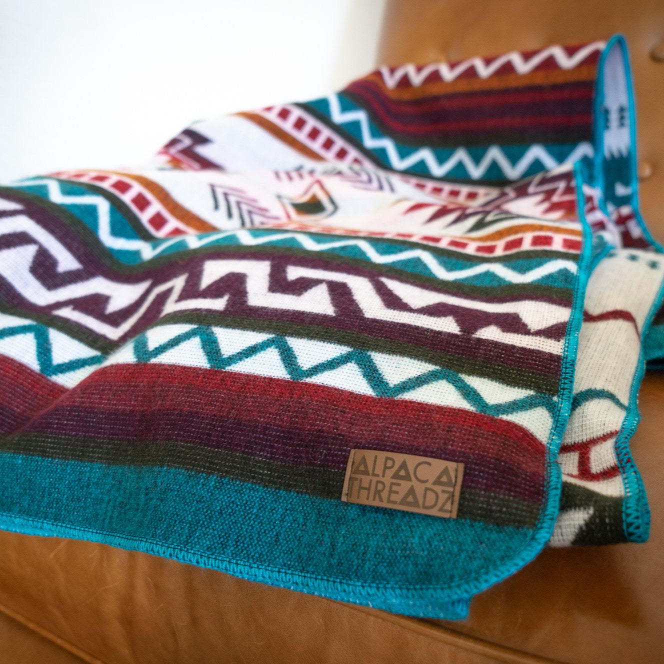 Andean Alpaca Wool Blanket - Turquoise