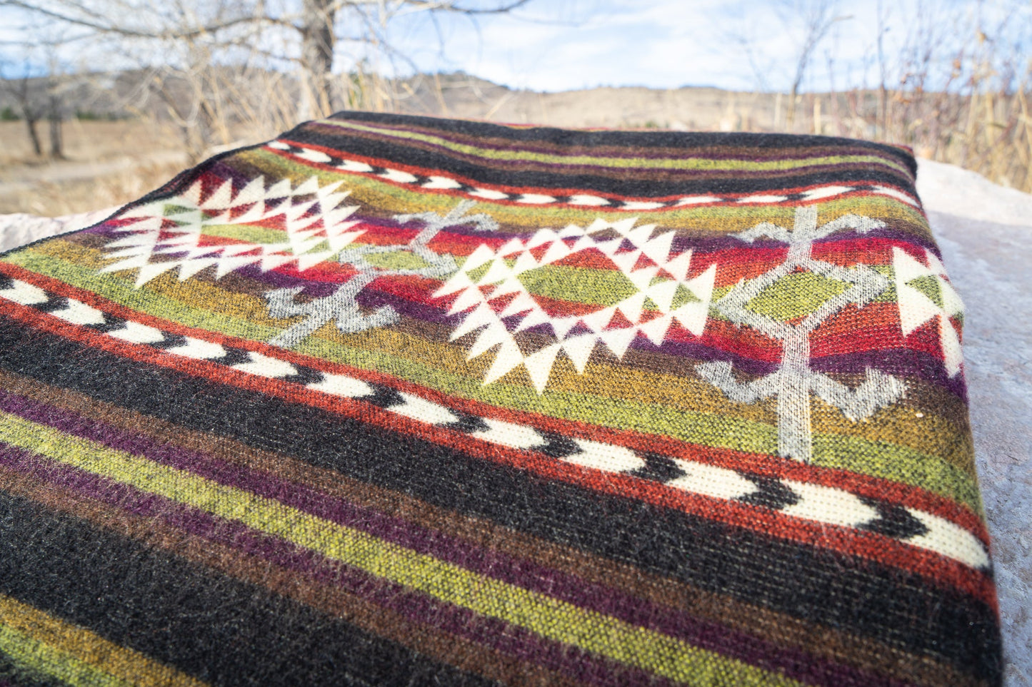 Andean Alpaca Wool Blanket - Cactus