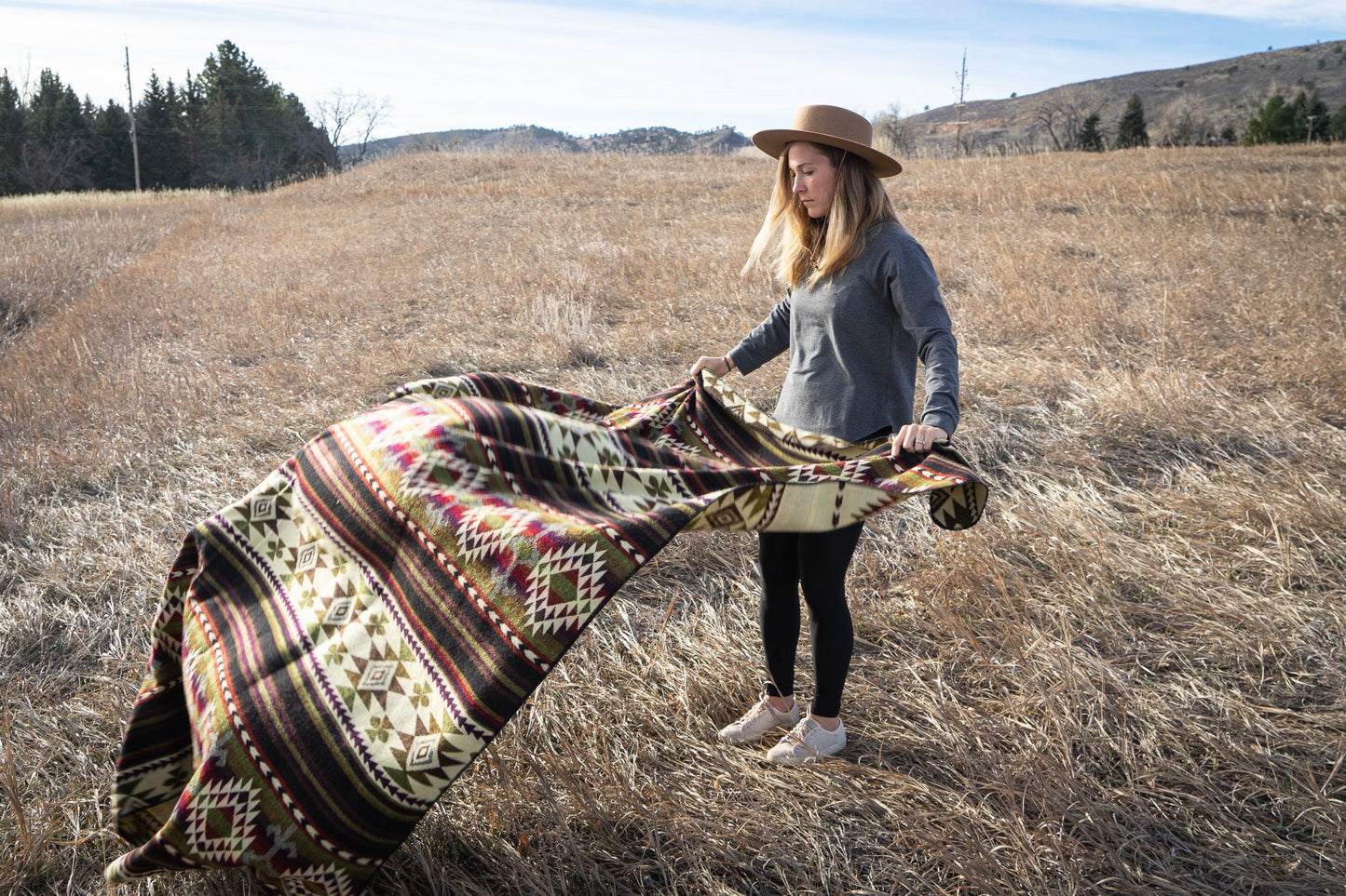 Andean Alpaca Wool Blanket - Cactus
