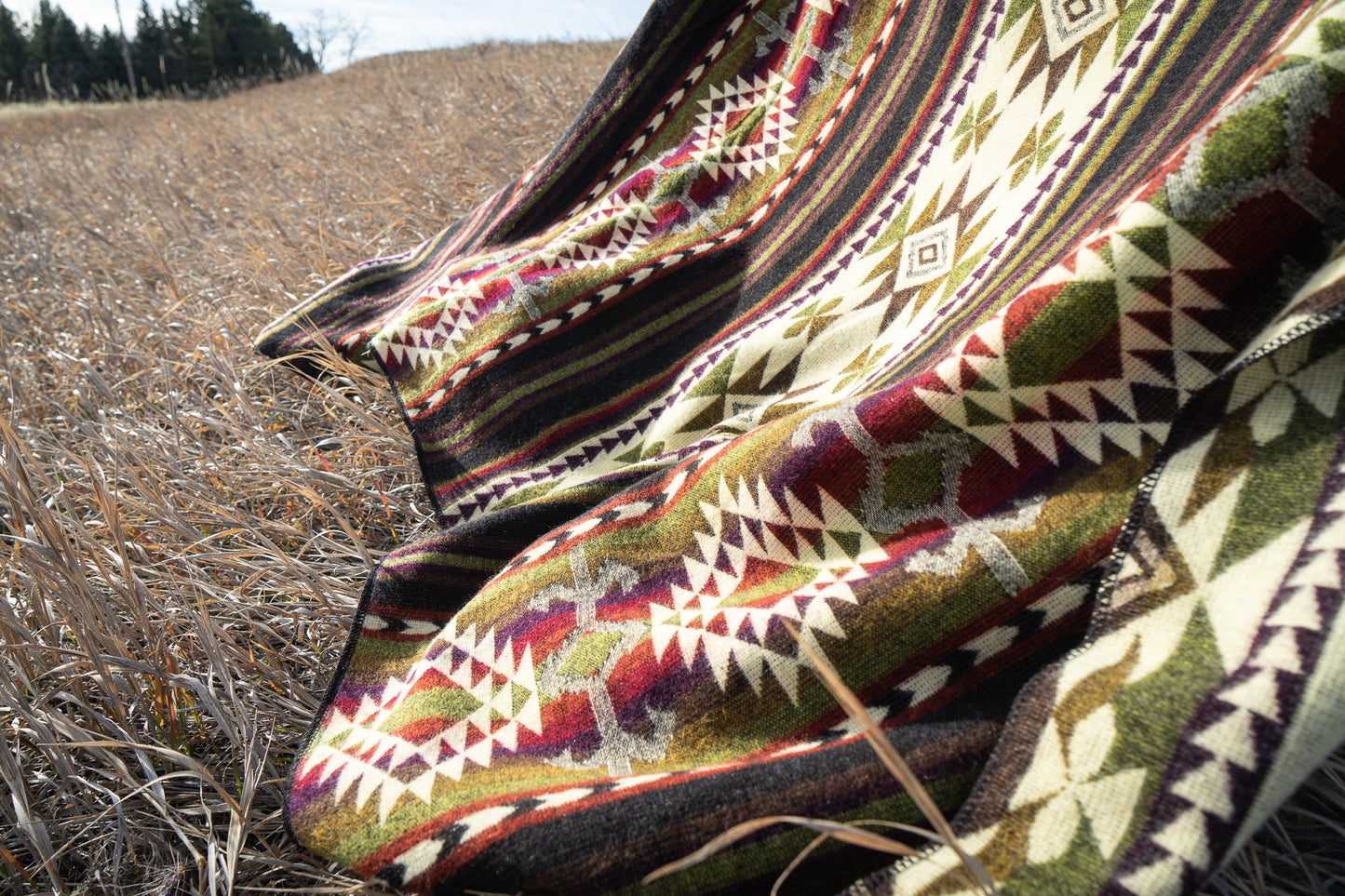 Andean Alpaca Wool Blanket - Cactus
