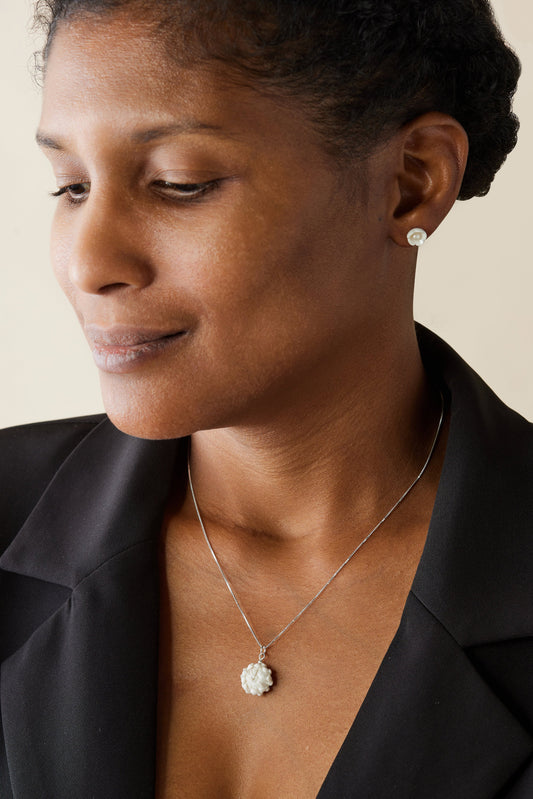 Mini Buttercup Stud Earrings & Protea Floral Necklace Bundle