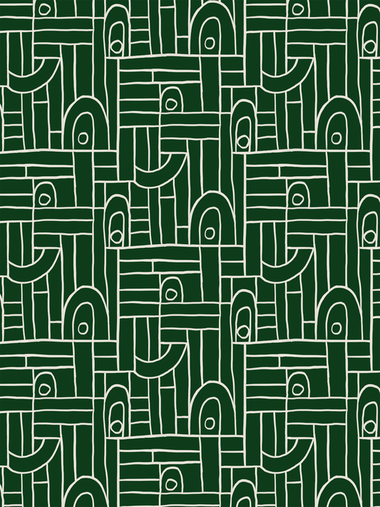 Deco Tile Wallpaper, green