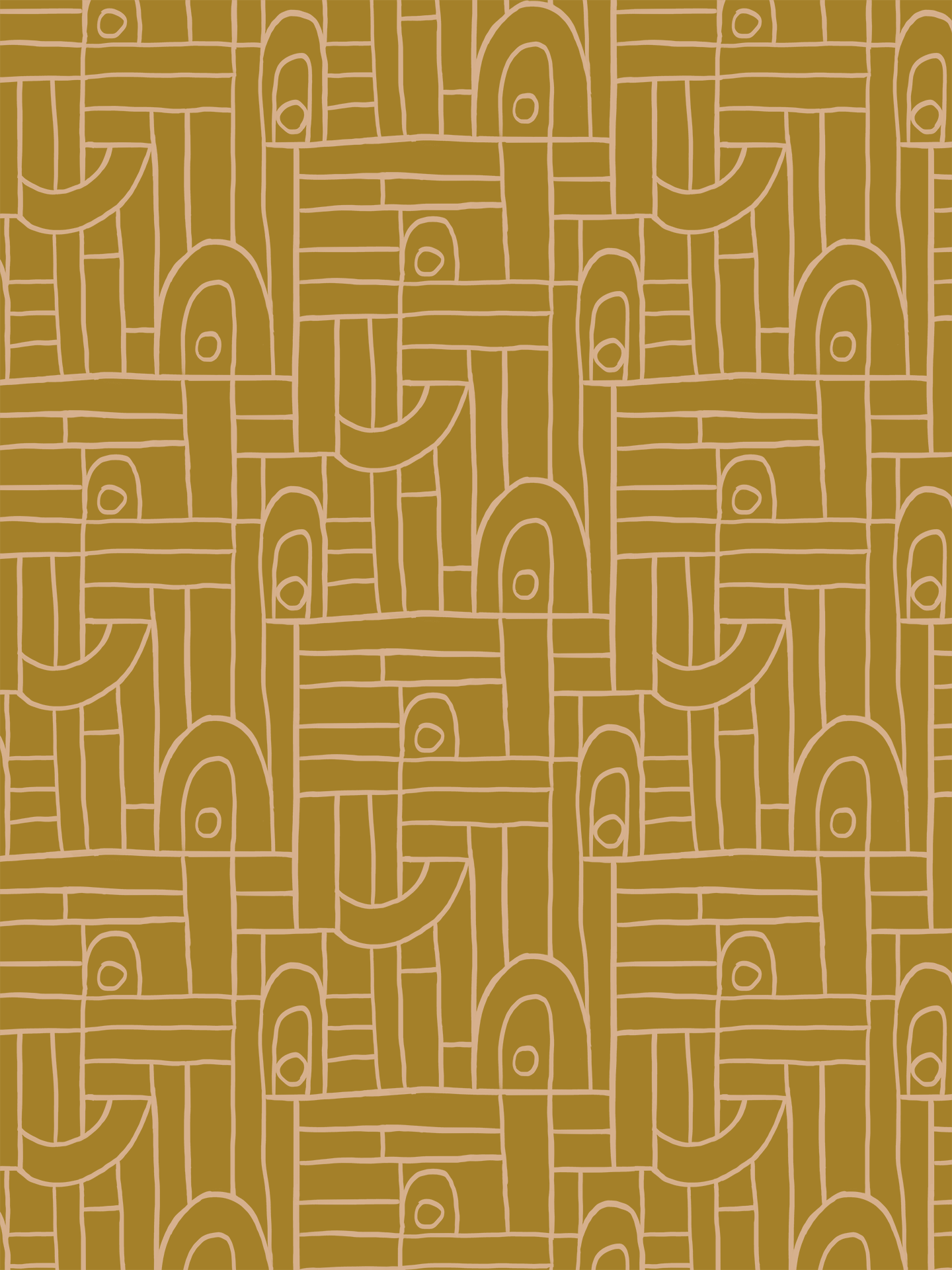 Deco Tile Wallpaper, mustard