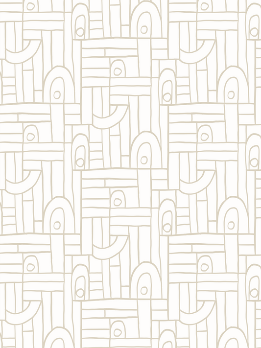 Deco Tile Wallpaper, off-white and neutral