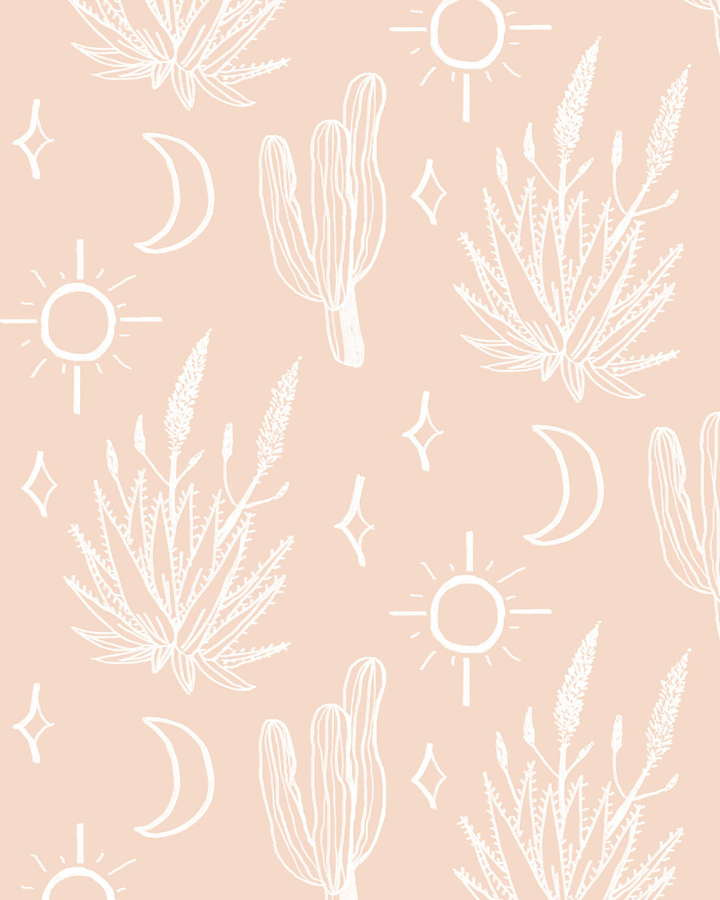 Desert Sky Wallpaper, large pattern, clay and white